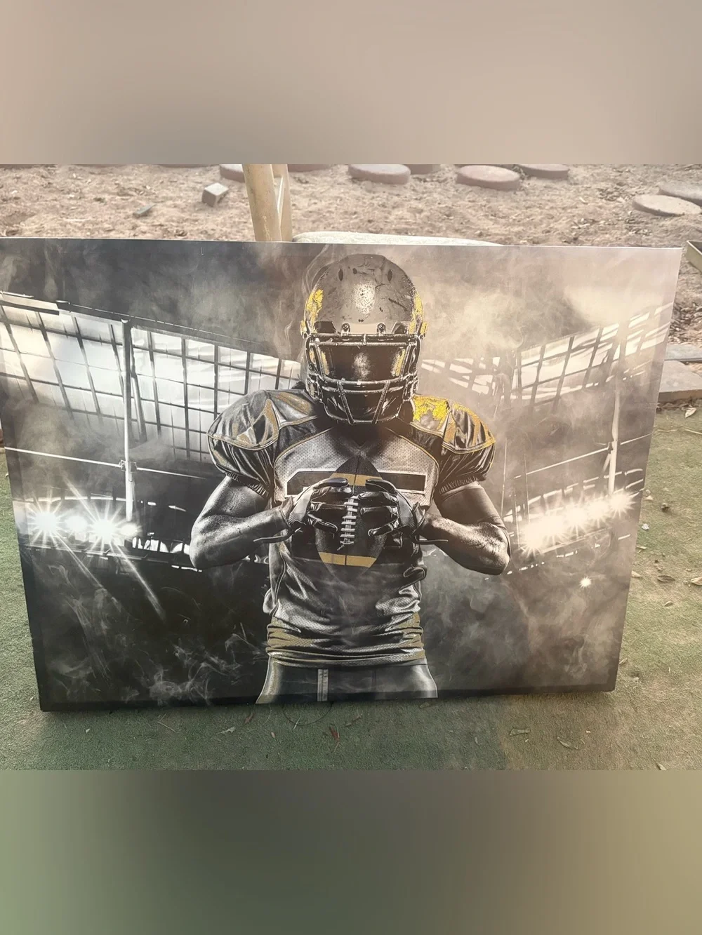 Yellow and Black Football Player Wall Art